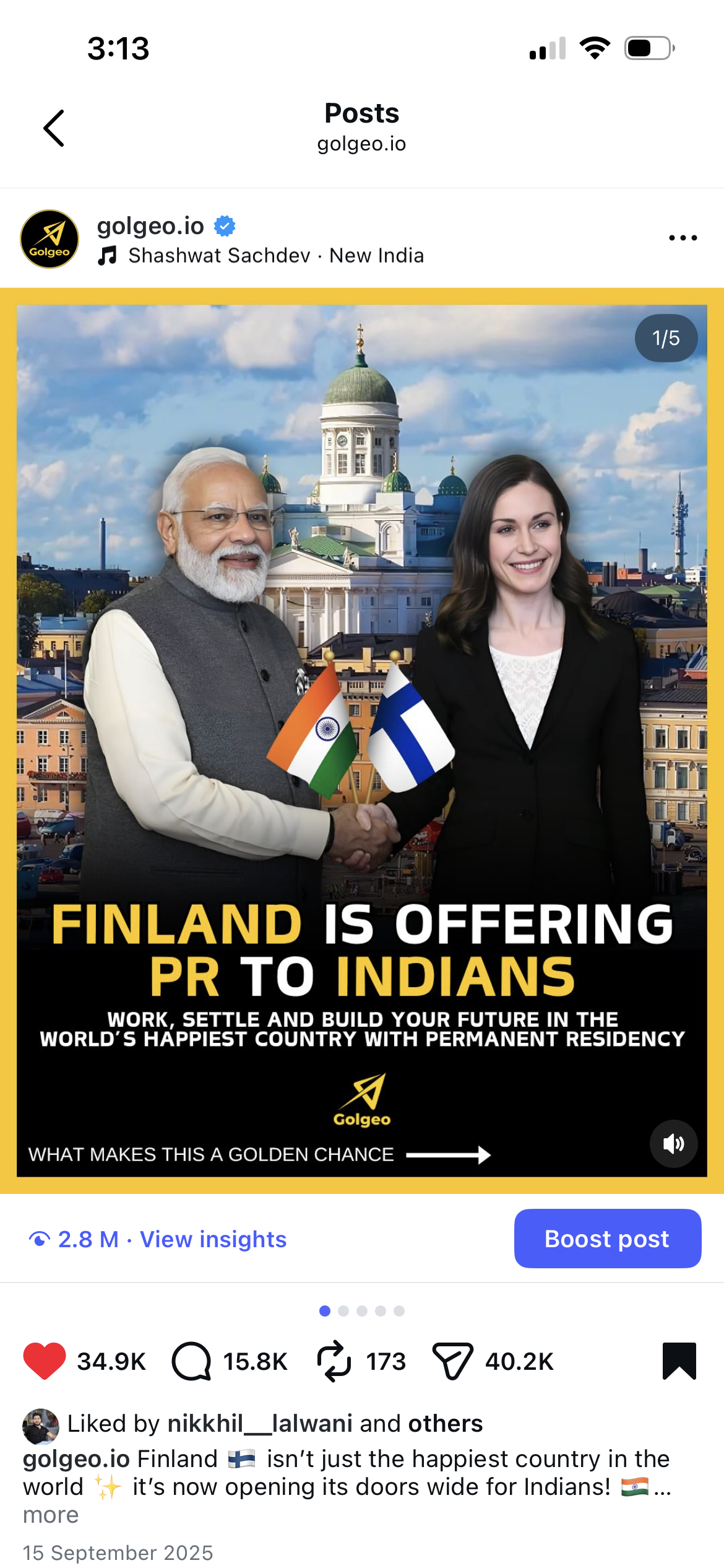 Golgeo carousel engagement screenshot