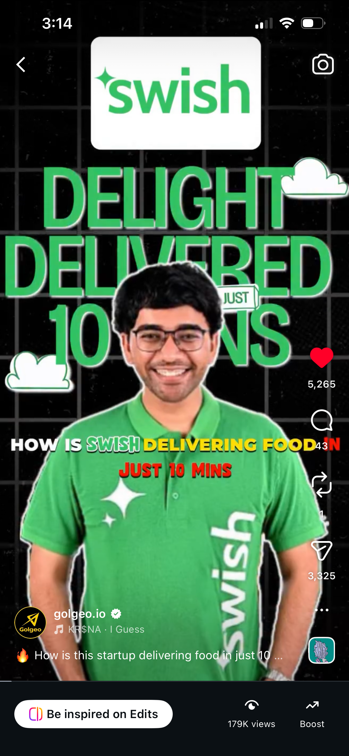 Golgeo reel engagement screenshot