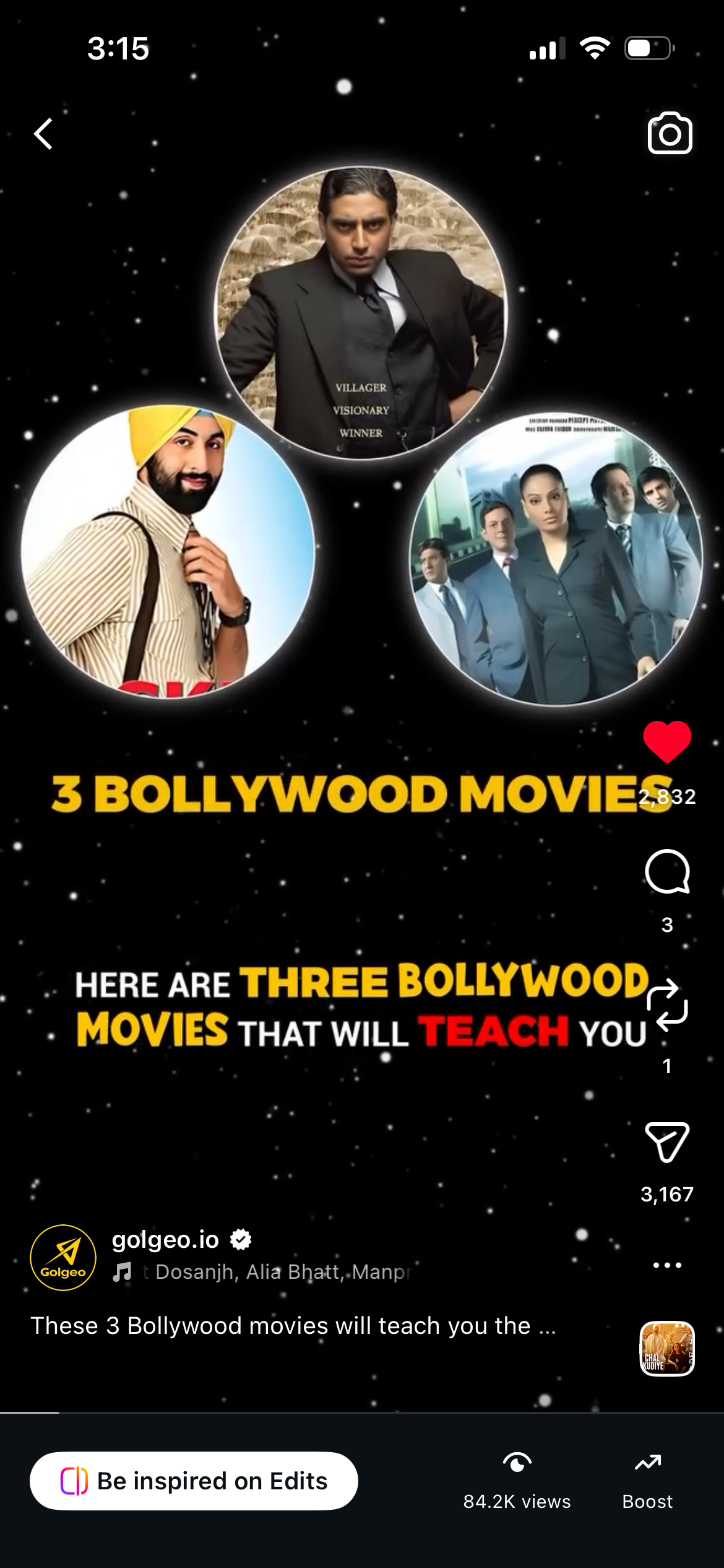 Golgeo reel engagement screenshot